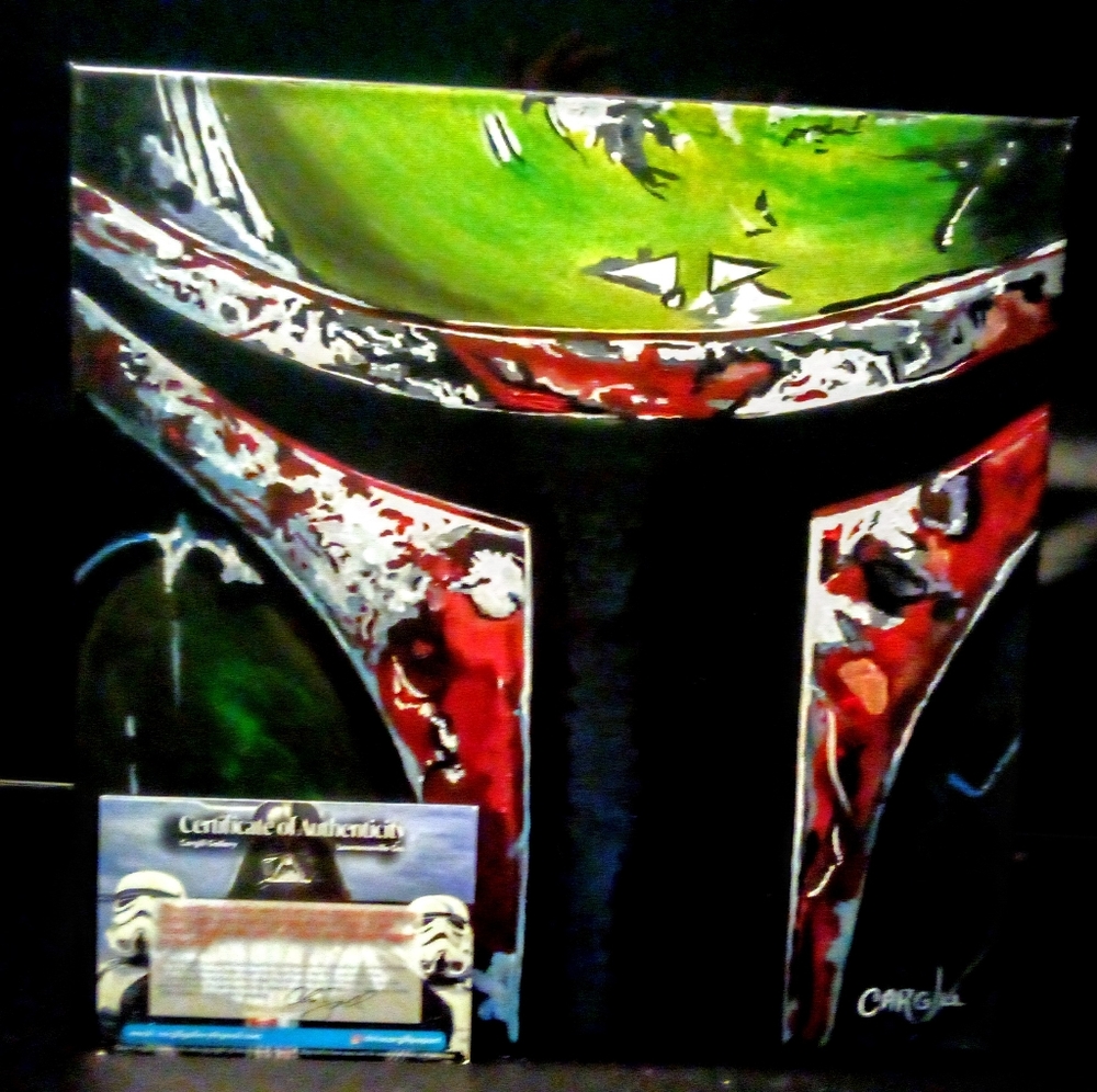 Boba Fett Bounty Hunter Star Wars Acrylic Hand painted Art on a 18"x18" Canvas